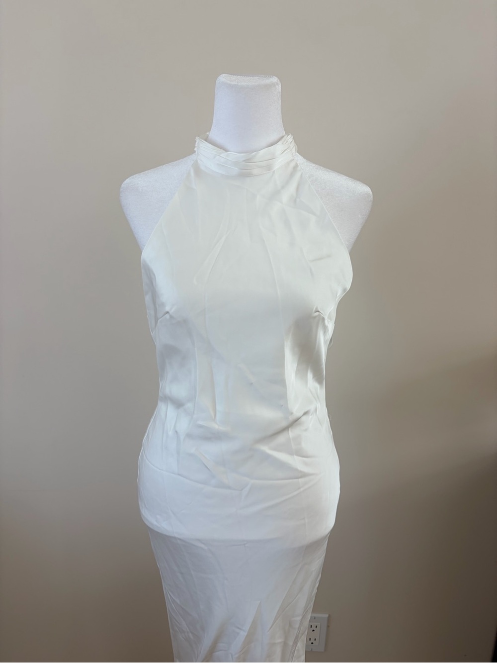 Sleek White Halter Maxi Dress - Picture 2 of 6